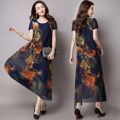 夏日風(fēng)情 中老年女裝加肥加大碼雪紡連衣裙，優(yōu)雅出行新選擇